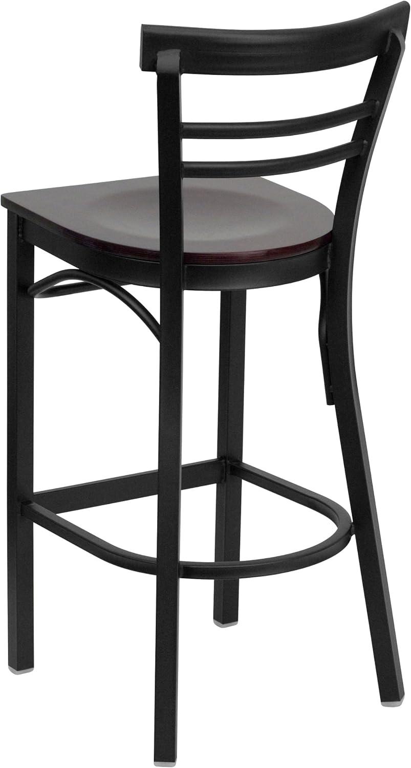 image:imageFlash Furniture HERCULES Series Black TwoSlat Ladder Back Metal Restaurant Barstool Black Vinyl Seatbrown