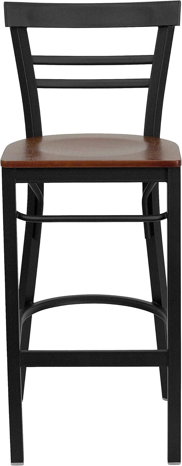 image:imageFlash Furniture HERCULES Series Black TwoSlat Ladder Back Metal Restaurant Barstool Black Vinyl Seatred