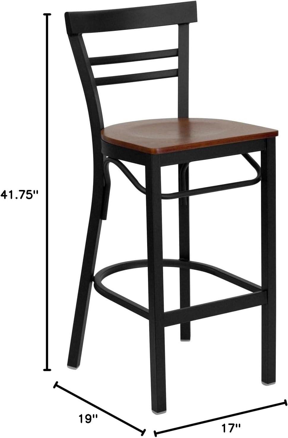 image:imageFlash Furniture HERCULES Series Black TwoSlat Ladder Back Metal Restaurant Barstool Black Vinyl Seatred