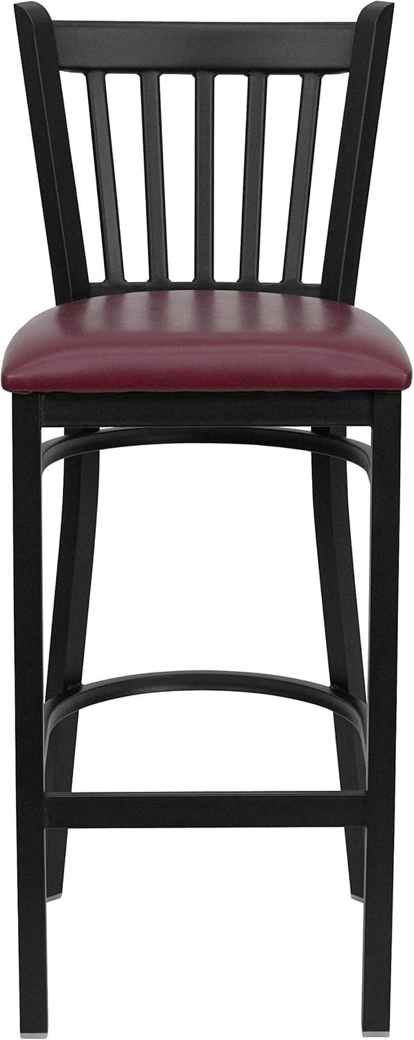 image:imageFlash Furniture HERCULES Series Black Vertical Back Metal Restaurant Barstool Burgundy Vinyl SeatBurgundy Vinyl SeatBlack Metal Frame