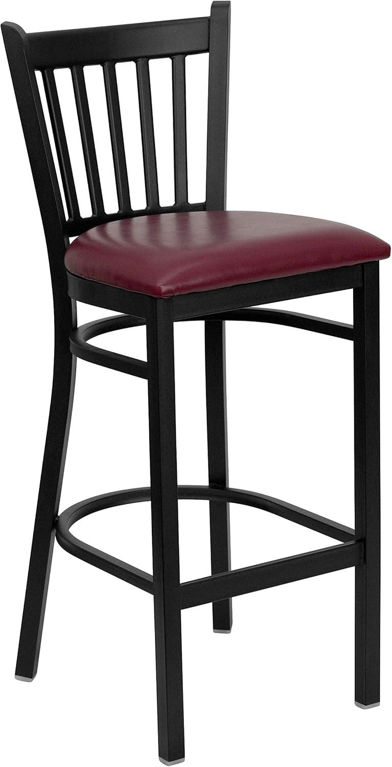image:imageFlash Furniture HERCULES Series Black Vertical Back Metal Restaurant Barstool Burgundy Vinyl SeatBurgundy Vinyl SeatBlack Metal Frame
