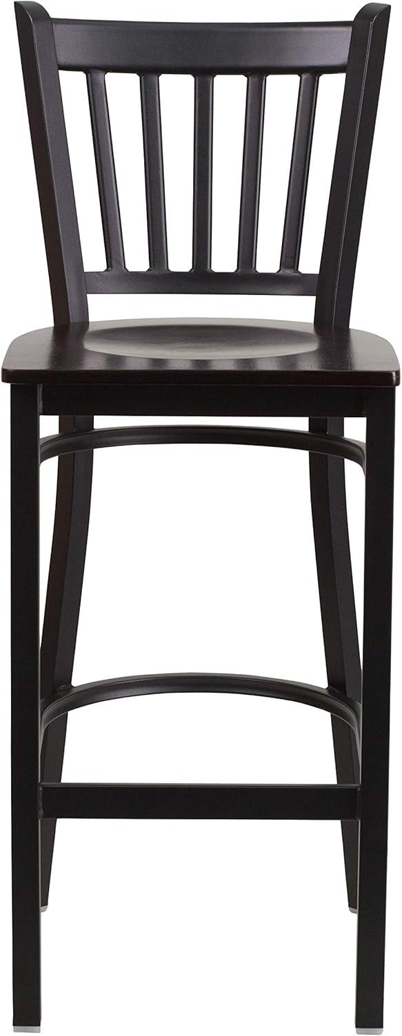 image:imageFlash Furniture HERCULES Series Black Vertical Back Metal Restaurant Barstool Burgundy Vinyl SeatWalnut Wood SeatBlack Metal Frame