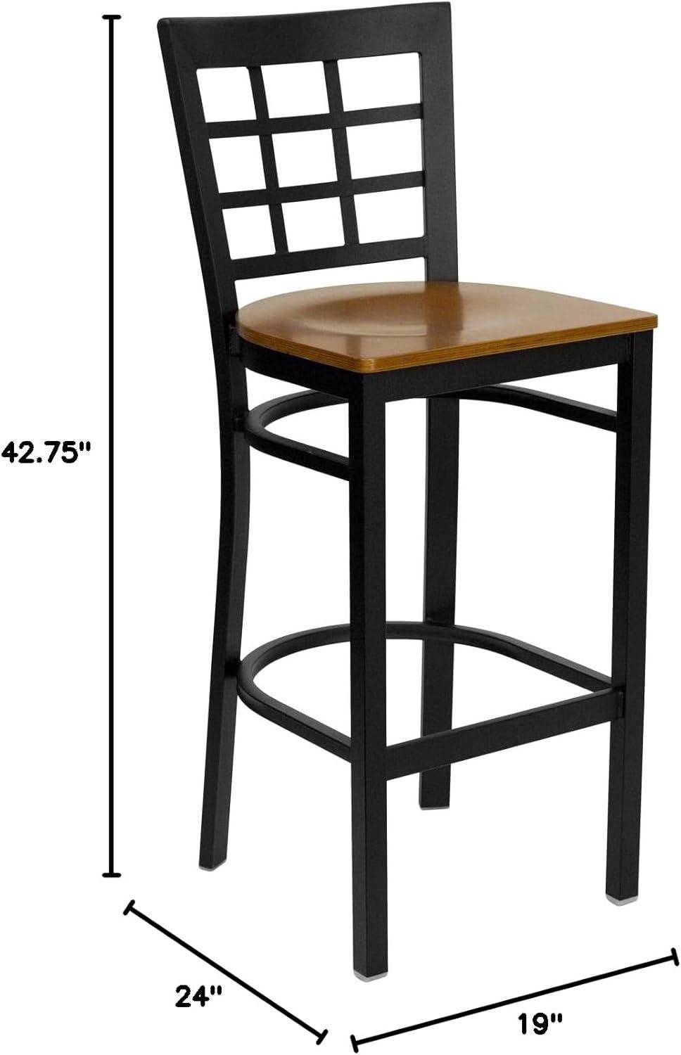 image:imageFlash Furniture HERCULES Series Black Window Back Metal Restaurant Barstool Burgundy Vinyl SeatCherry Wood SeatBlack Metal Frame