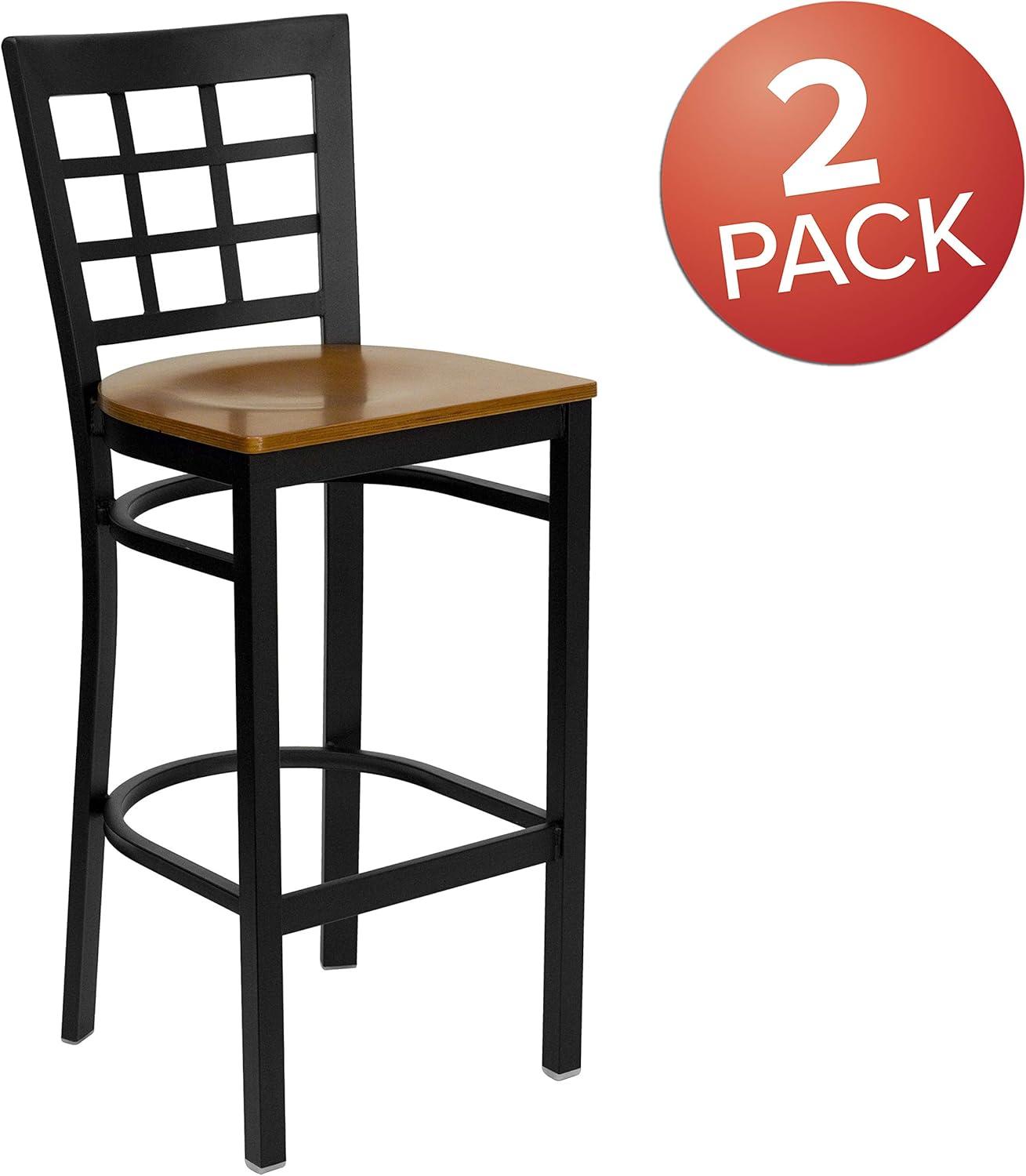 image:imageFlash Furniture HERCULES Series Black Window Back Metal Restaurant Barstool Burgundy Vinyl SeatCherry Wood SeatBlack Metal Frame
