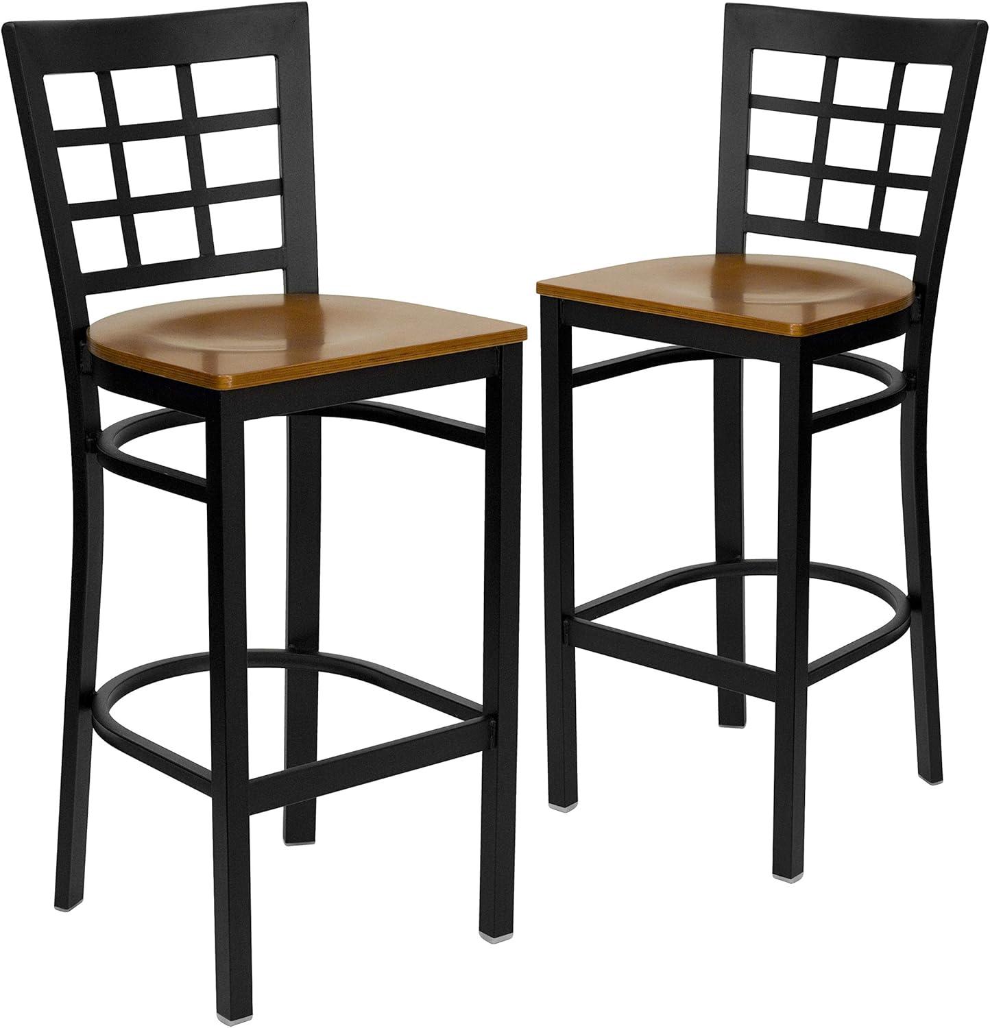 image:imageFlash Furniture HERCULES Series Black Window Back Metal Restaurant Barstool Burgundy Vinyl SeatCherry Wood SeatBlack Metal Frame