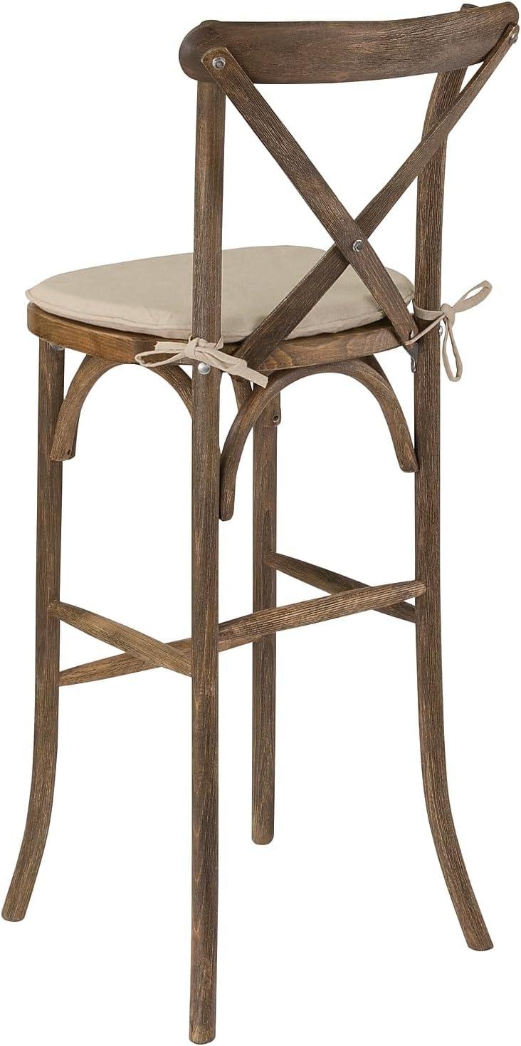 image:imageFlash Furniture HERCULES Series Dark Antique Wood Cross Back Barstool with CushionSet of 2