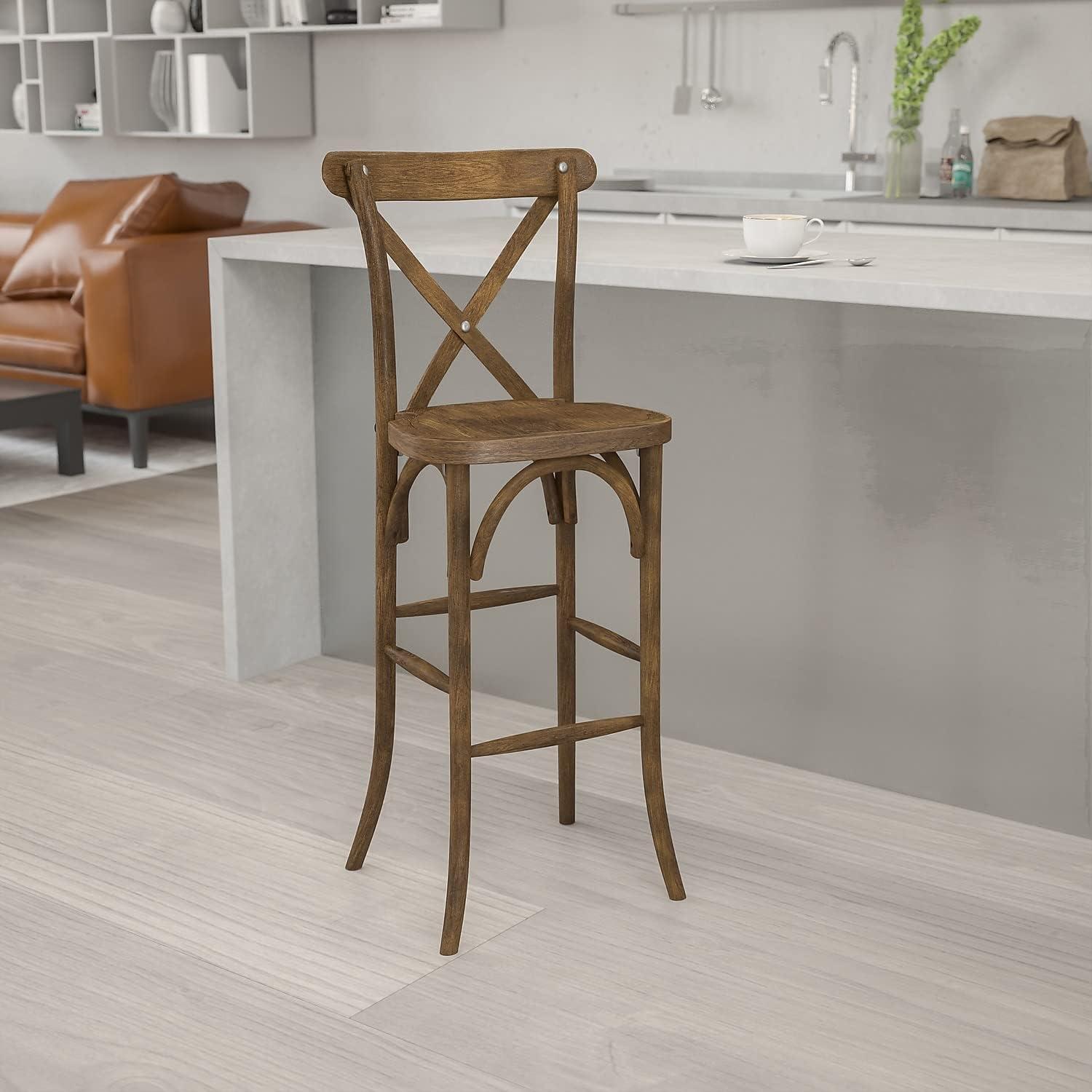 image:imageFlash Furniture HERCULES Series Dark Antique Wood Cross Back Barstool1 Pack