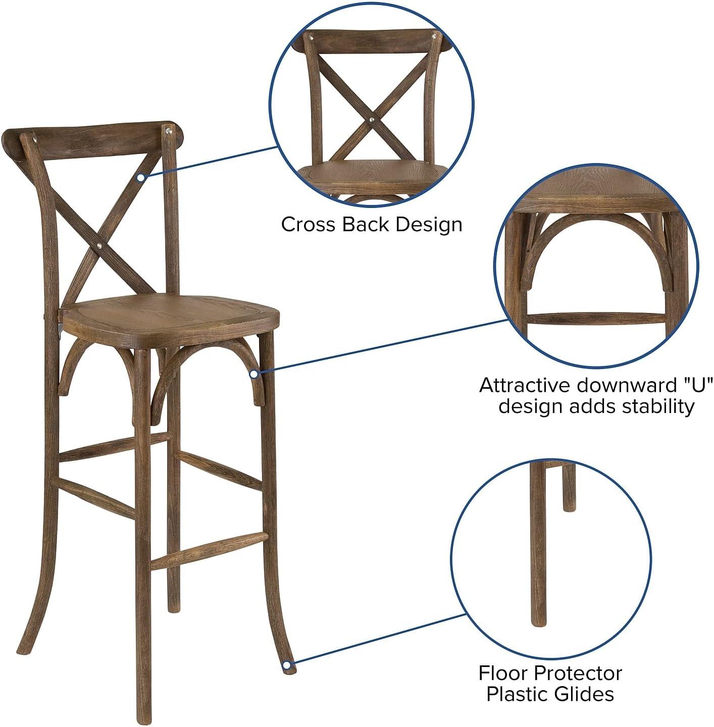 image:imageFlash Furniture HERCULES Series Dark Antique Wood Cross Back Barstool1 Pack