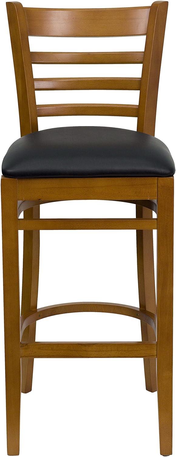 image:imageFlash Furniture HERCULES Series Ladder Back Walnut Wood Restaurant Barstool Black Vinyl SeatBlack Vinyl SeatCherry Wood Frame