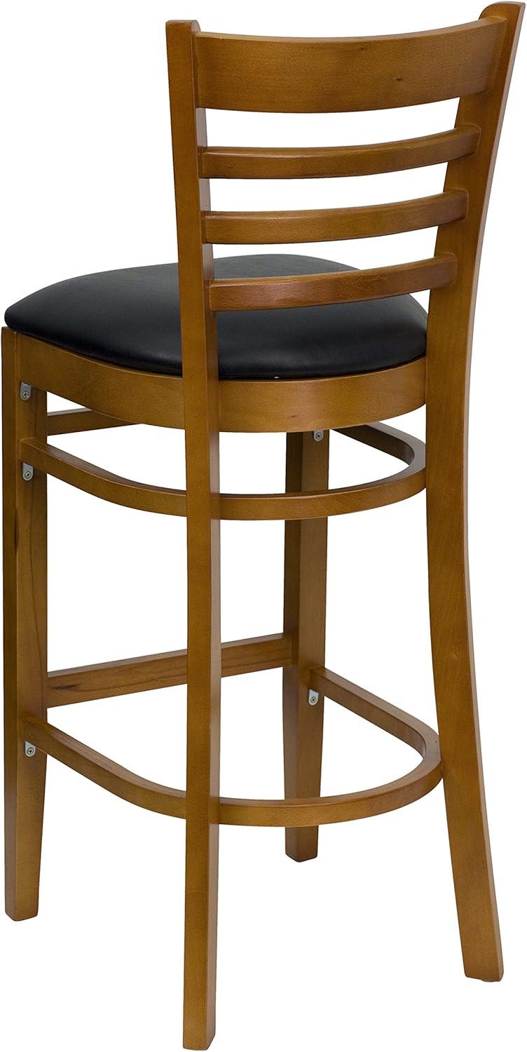image:imageFlash Furniture HERCULES Series Ladder Back Walnut Wood Restaurant Barstool Black Vinyl SeatBlack Vinyl SeatCherry Wood Frame