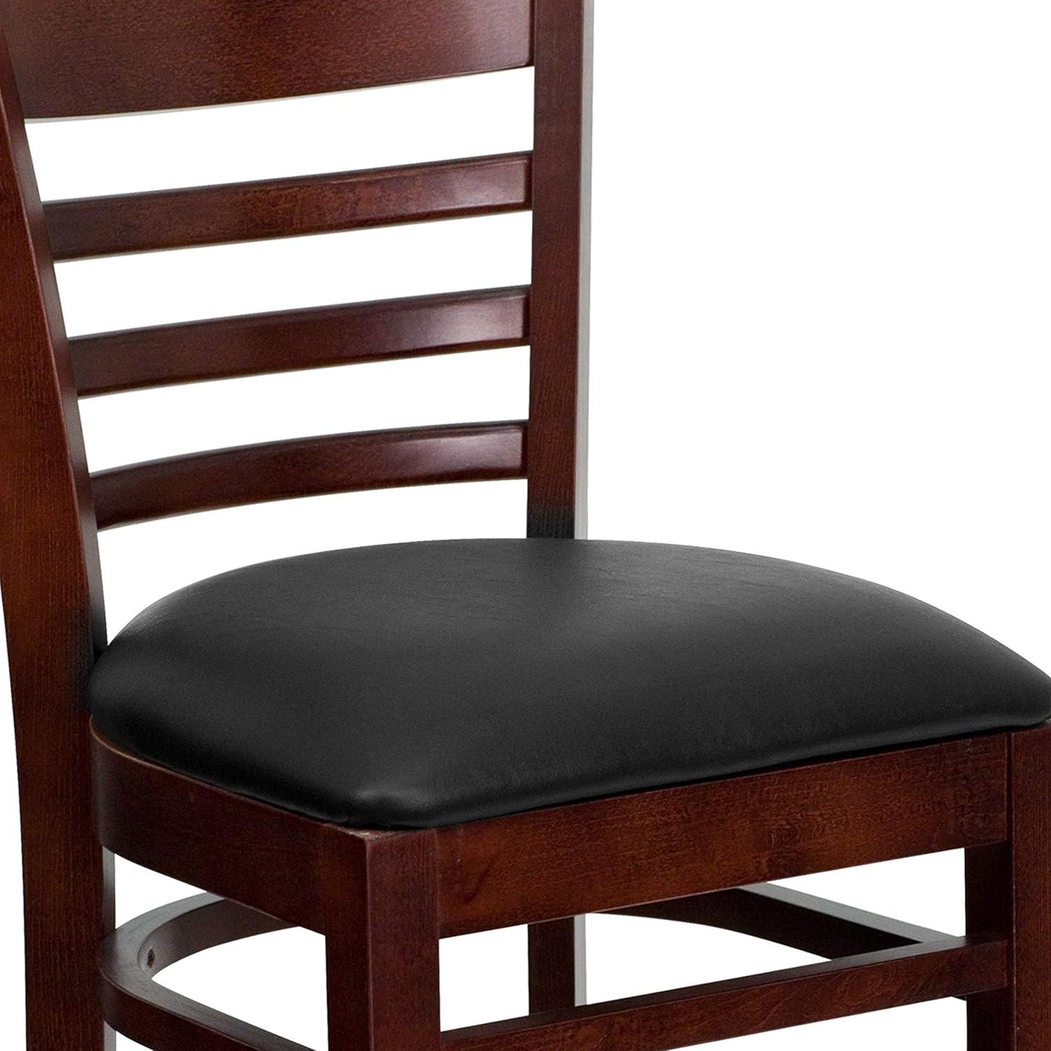 image:imageFlash Furniture HERCULES Series Ladder Back Walnut Wood Restaurant Barstool Black Vinyl SeatBlack Vinyl SeatMahogany Wood Frame