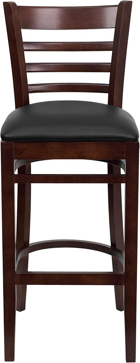 image:imageFlash Furniture HERCULES Series Ladder Back Walnut Wood Restaurant Barstool Black Vinyl SeatBlack Vinyl SeatMahogany Wood Frame