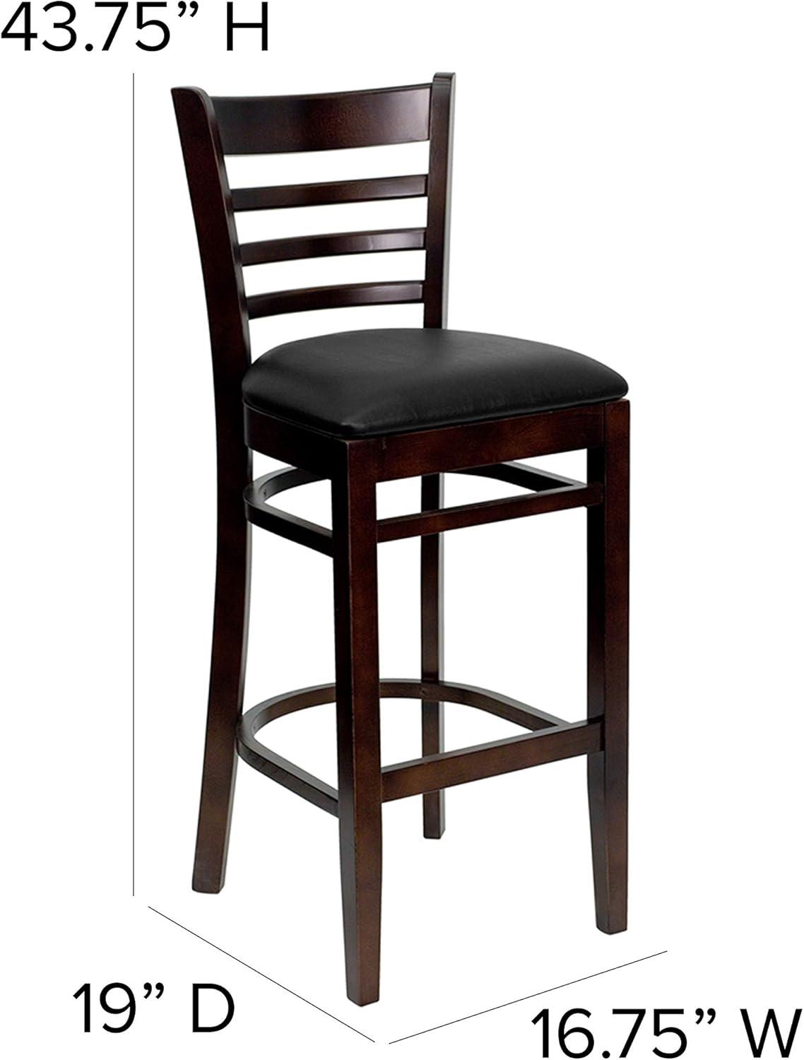 image:imageFlash Furniture HERCULES Series Ladder Back Walnut Wood Restaurant Barstool Black Vinyl SeatBlack Vinyl SeatMahogany Wood Frame