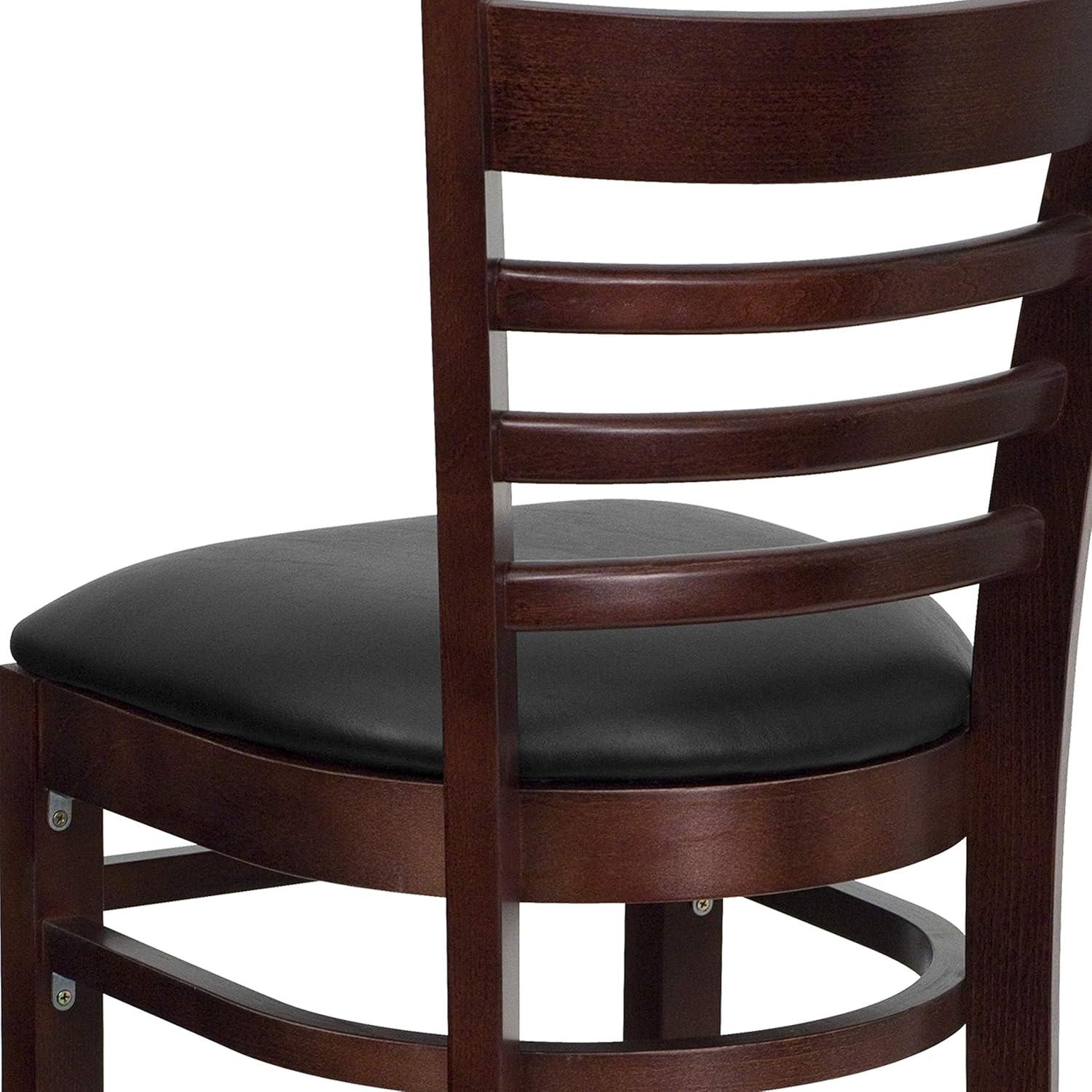 image:imageFlash Furniture HERCULES Series Ladder Back Walnut Wood Restaurant Barstool Black Vinyl SeatBlack Vinyl SeatMahogany Wood Frame