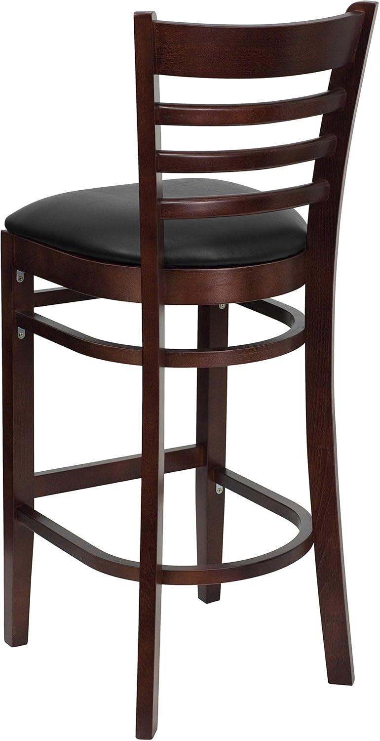 image:imageFlash Furniture HERCULES Series Ladder Back Walnut Wood Restaurant Barstool Black Vinyl SeatBlack Vinyl SeatMahogany Wood Frame