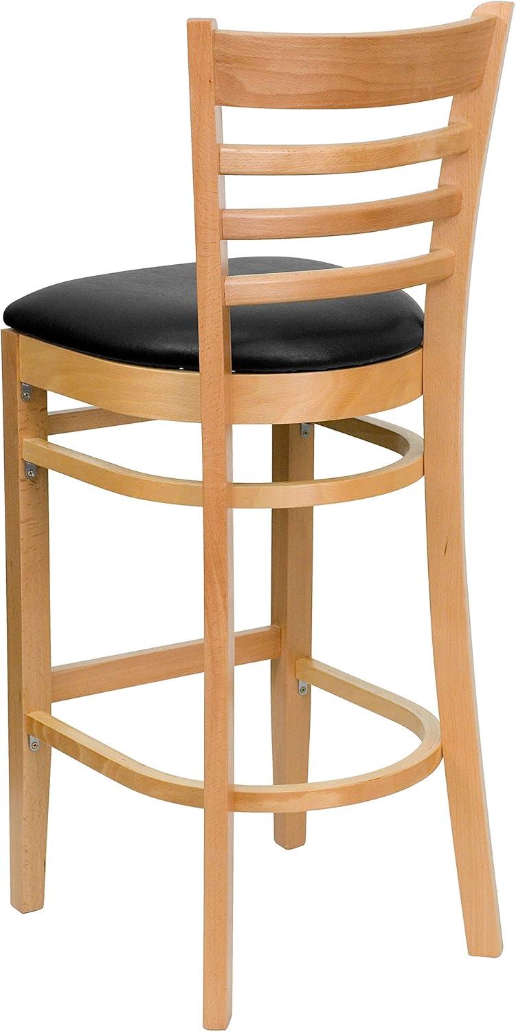 image:imageFlash Furniture HERCULES Series Ladder Back Walnut Wood Restaurant Barstool Black Vinyl SeatBlack Vinyl SeatNatural Wood Frame