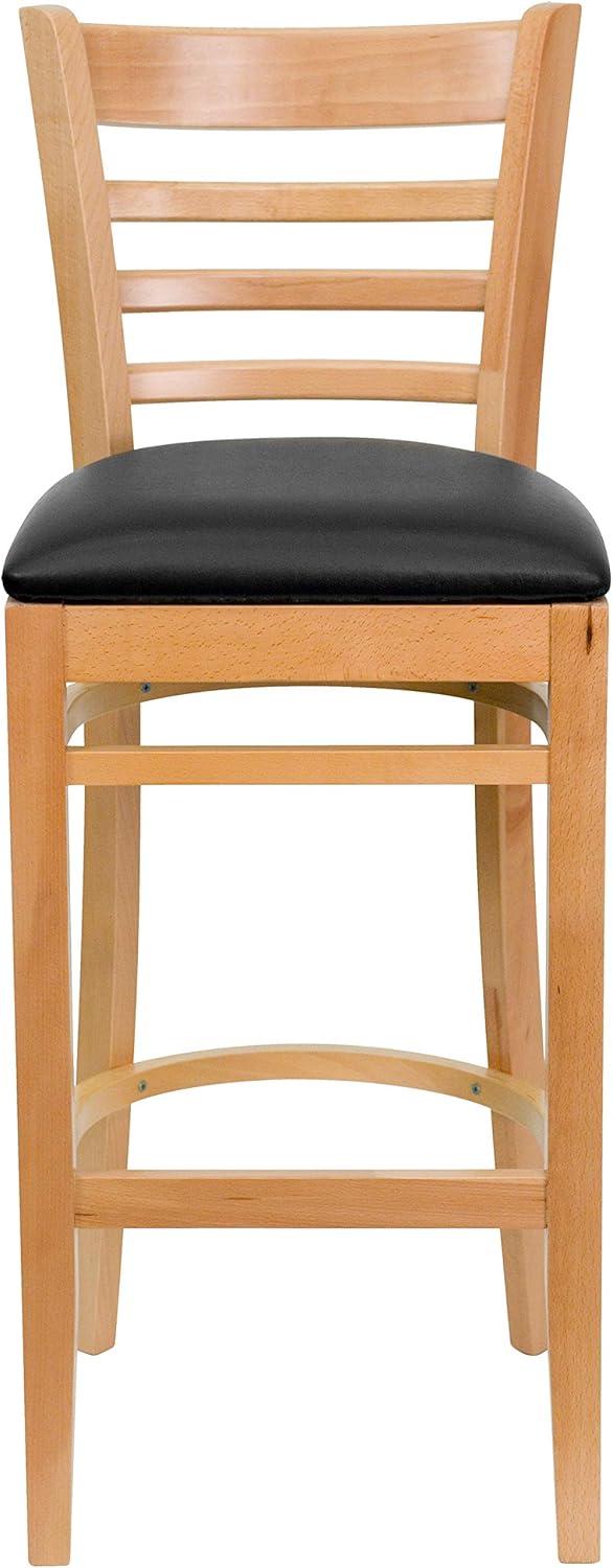 image:imageFlash Furniture HERCULES Series Ladder Back Walnut Wood Restaurant Barstool Black Vinyl SeatBlack Vinyl SeatNatural Wood Frame