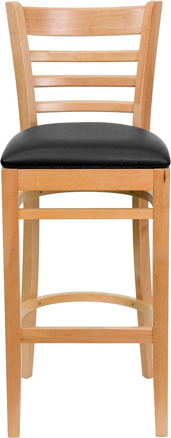 image:imageFlash Furniture HERCULES Series Ladder Back Walnut Wood Restaurant Barstool Black Vinyl SeatBlack Vinyl SeatNatural Wood Frame