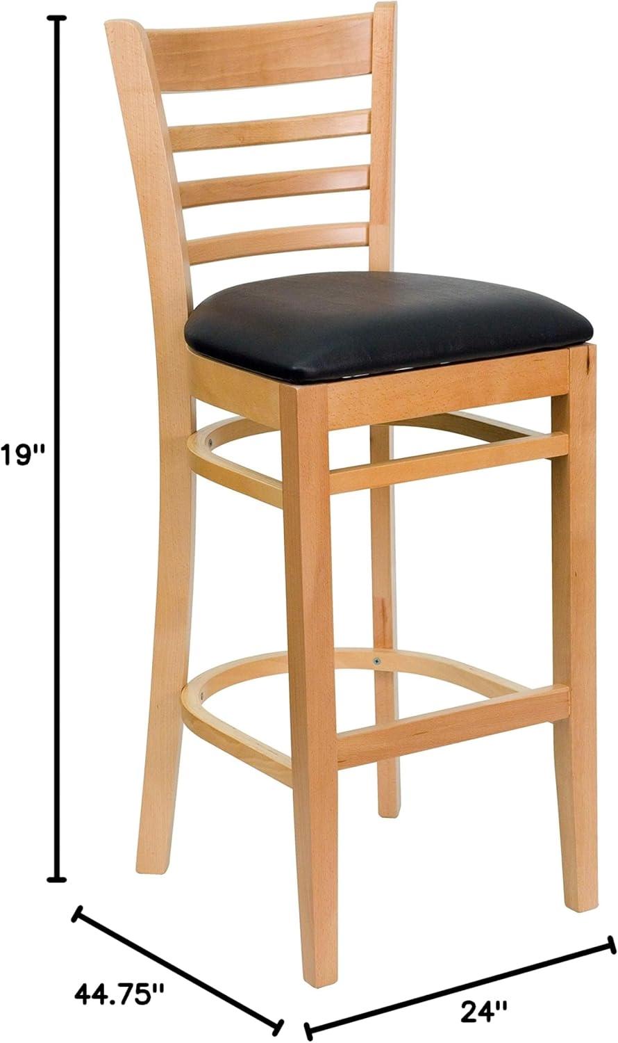 image:imageFlash Furniture HERCULES Series Ladder Back Walnut Wood Restaurant Barstool Black Vinyl SeatBlack Vinyl SeatNatural Wood Frame