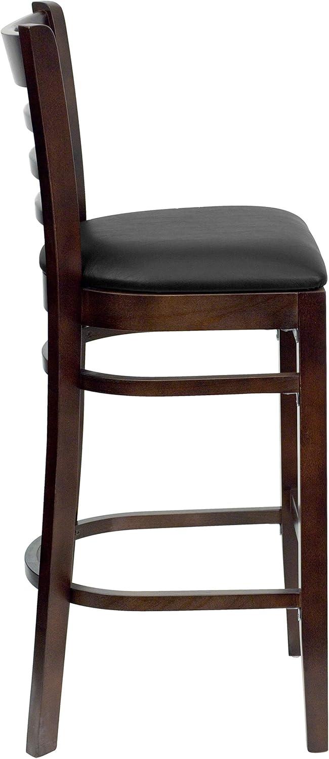 image:imageFlash Furniture HERCULES Series Ladder Back Walnut Wood Restaurant Barstool Black Vinyl SeatBlack Vinyl SeatWalnut Wood Frame