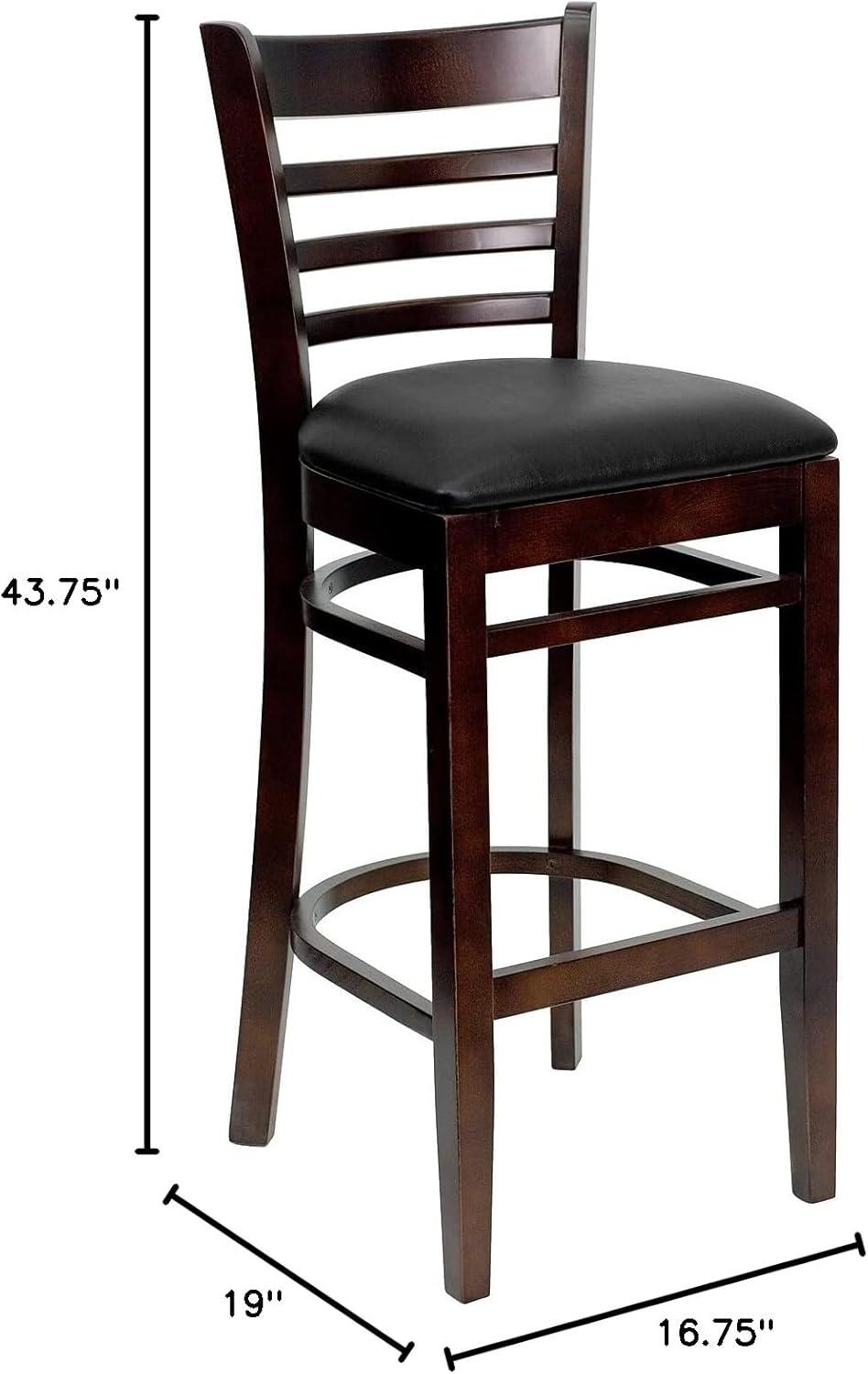 image:imageFlash Furniture HERCULES Series Ladder Back Walnut Wood Restaurant Barstool Black Vinyl SeatBlack Vinyl SeatWalnut Wood Frame