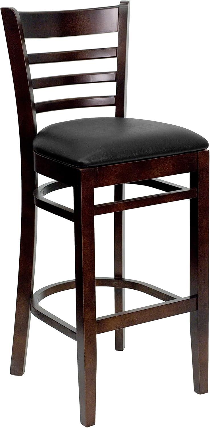image:imageFlash Furniture HERCULES Series Ladder Back Walnut Wood Restaurant Barstool Black Vinyl SeatBlack Vinyl SeatWalnut Wood Frame