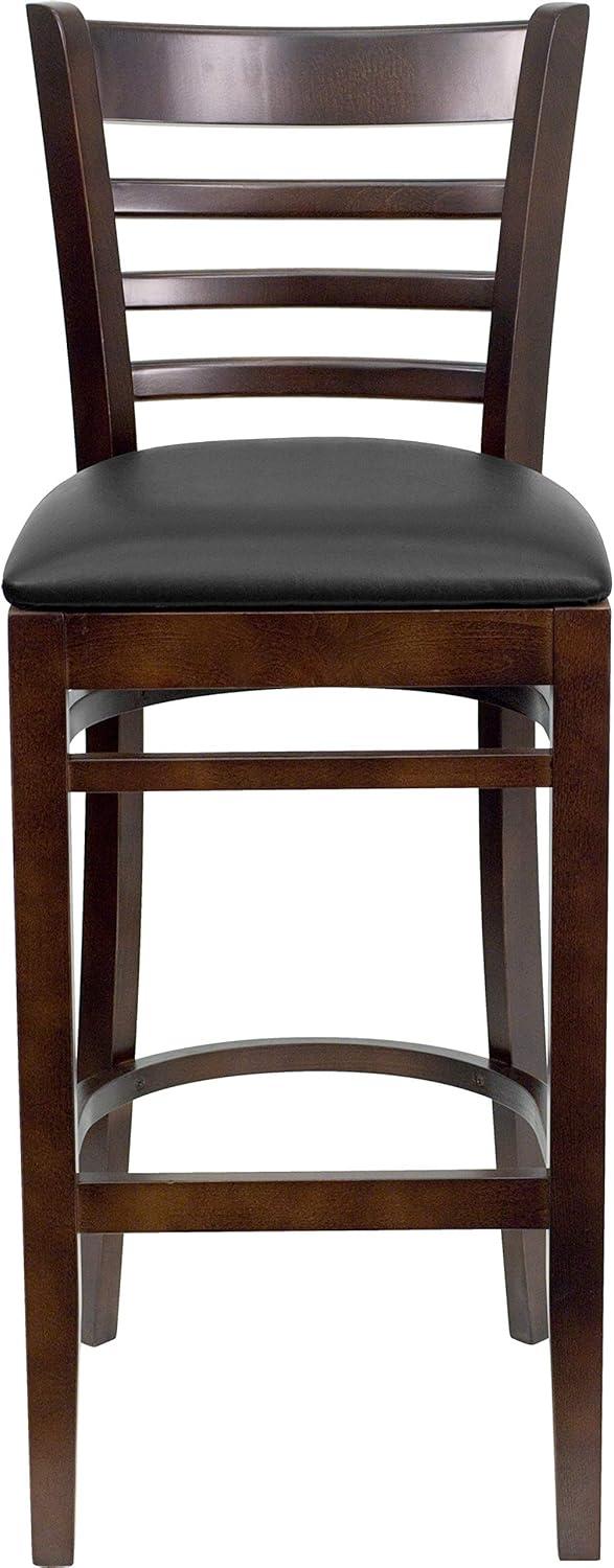 image:imageFlash Furniture HERCULES Series Ladder Back Walnut Wood Restaurant Barstool Black Vinyl SeatBlack Vinyl SeatWalnut Wood Frame