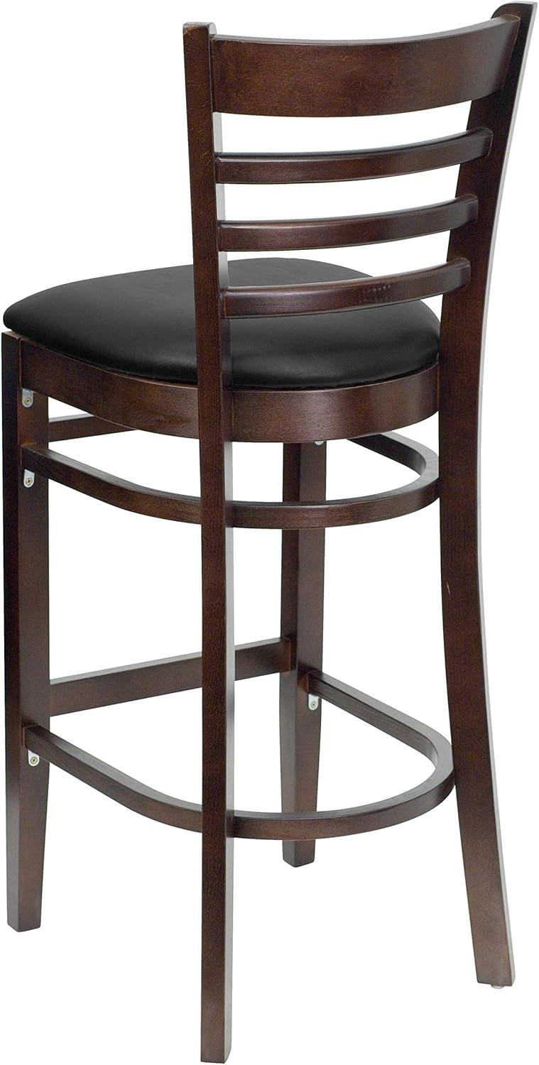 image:imageFlash Furniture HERCULES Series Ladder Back Walnut Wood Restaurant Barstool Black Vinyl SeatBlack Vinyl SeatWalnut Wood Frame