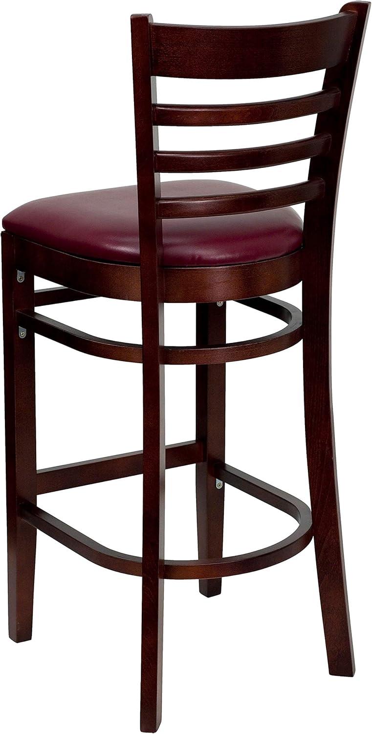 image:imageFlash Furniture HERCULES Series Ladder Back Walnut Wood Restaurant Barstool Black Vinyl SeatBurgundy Vinyl SeatMahogany Wood Frame