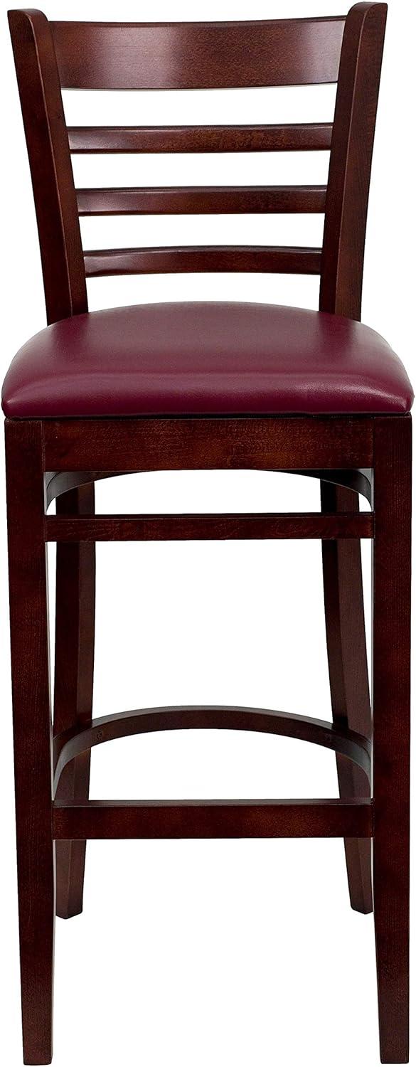 image:imageFlash Furniture HERCULES Series Ladder Back Walnut Wood Restaurant Barstool Black Vinyl SeatBurgundy Vinyl SeatMahogany Wood Frame