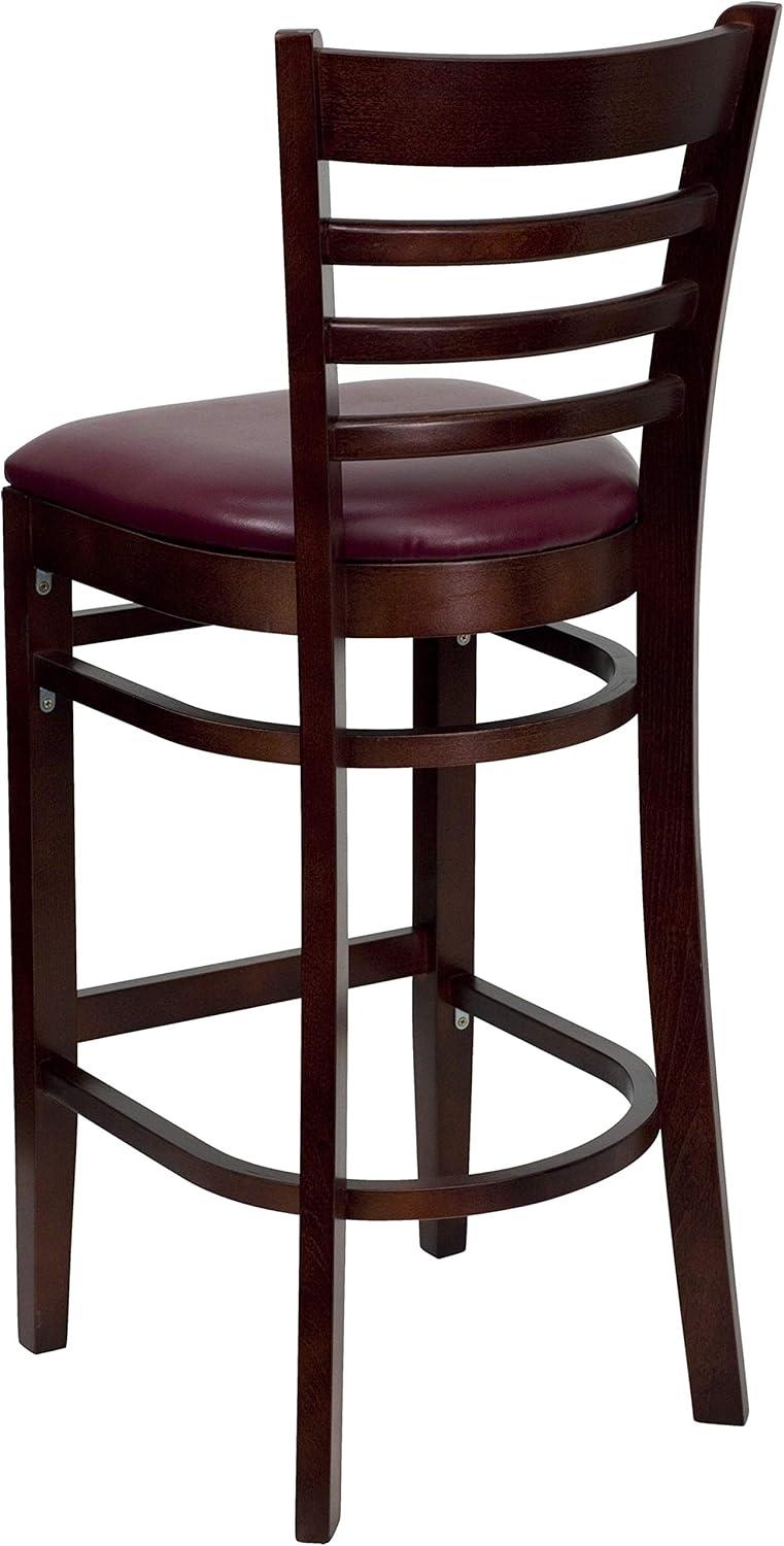 image:imageFlash Furniture HERCULES Series Ladder Back Walnut Wood Restaurant Barstool Black Vinyl SeatBurgundy Vinyl SeatMahogany Wood Frame