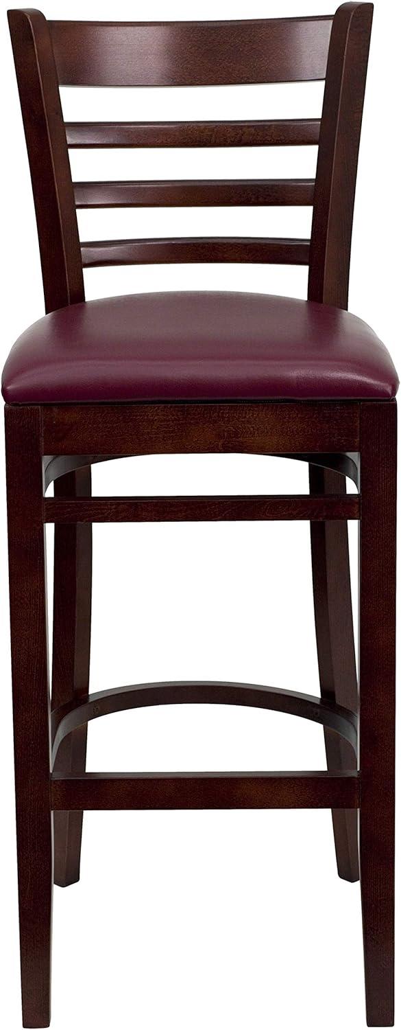 image:imageFlash Furniture HERCULES Series Ladder Back Walnut Wood Restaurant Barstool Black Vinyl SeatBurgundy Vinyl SeatMahogany Wood Frame