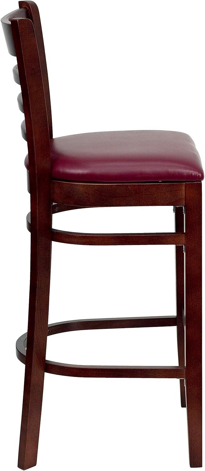 image:imageFlash Furniture HERCULES Series Ladder Back Walnut Wood Restaurant Barstool Black Vinyl SeatBurgundy Vinyl SeatMahogany Wood Frame