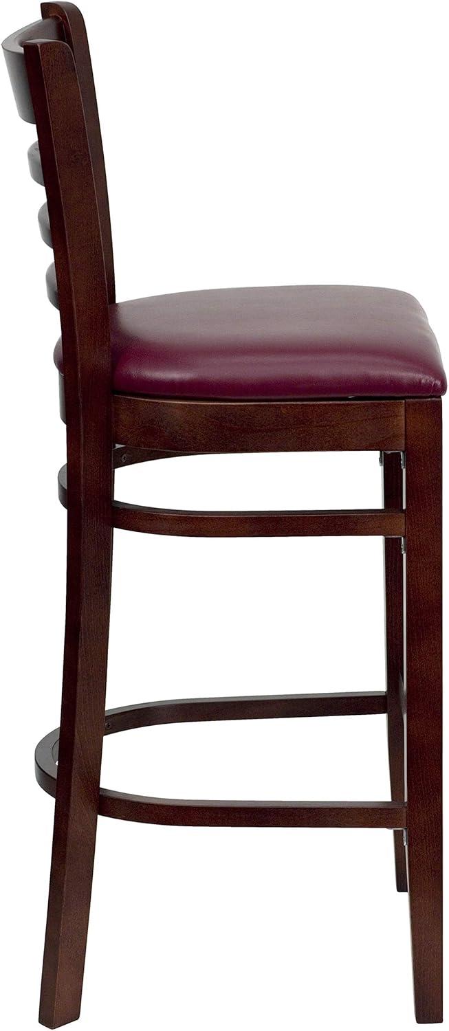 image:imageFlash Furniture HERCULES Series Ladder Back Walnut Wood Restaurant Barstool Black Vinyl SeatBurgundy Vinyl SeatMahogany Wood Frame