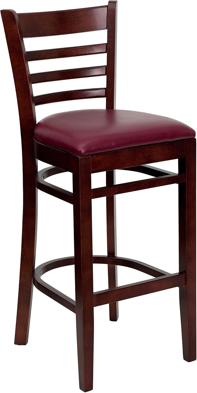 image:imageFlash Furniture HERCULES Series Ladder Back Walnut Wood Restaurant Barstool Black Vinyl SeatBurgundy Vinyl SeatMahogany Wood Frame
