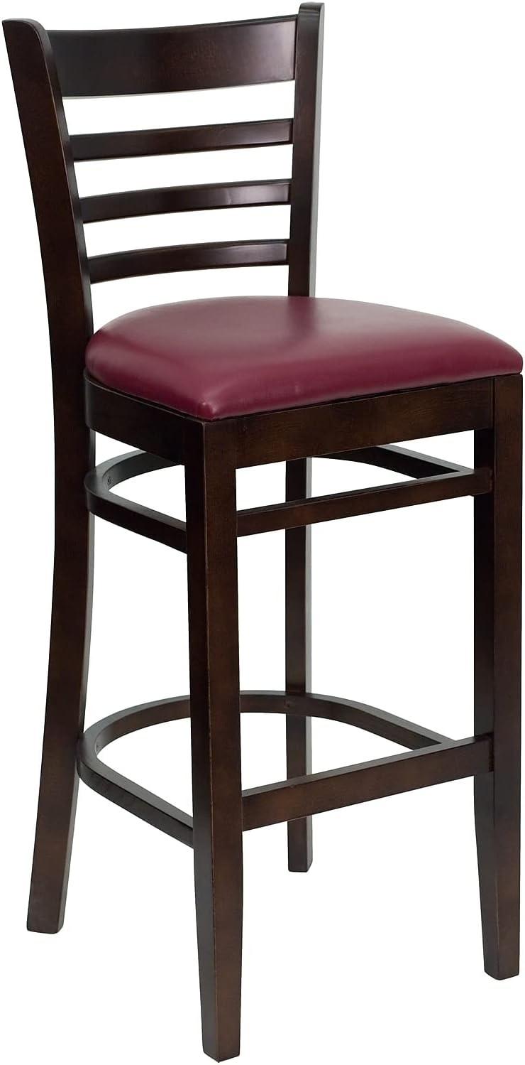image:imageFlash Furniture HERCULES Series Ladder Back Walnut Wood Restaurant Barstool Black Vinyl SeatBurgundy Vinyl SeatWalnut Wood Frame