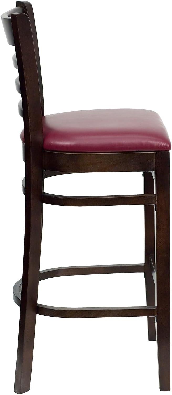 image:imageFlash Furniture HERCULES Series Ladder Back Walnut Wood Restaurant Barstool Black Vinyl SeatBurgundy Vinyl SeatWalnut Wood Frame