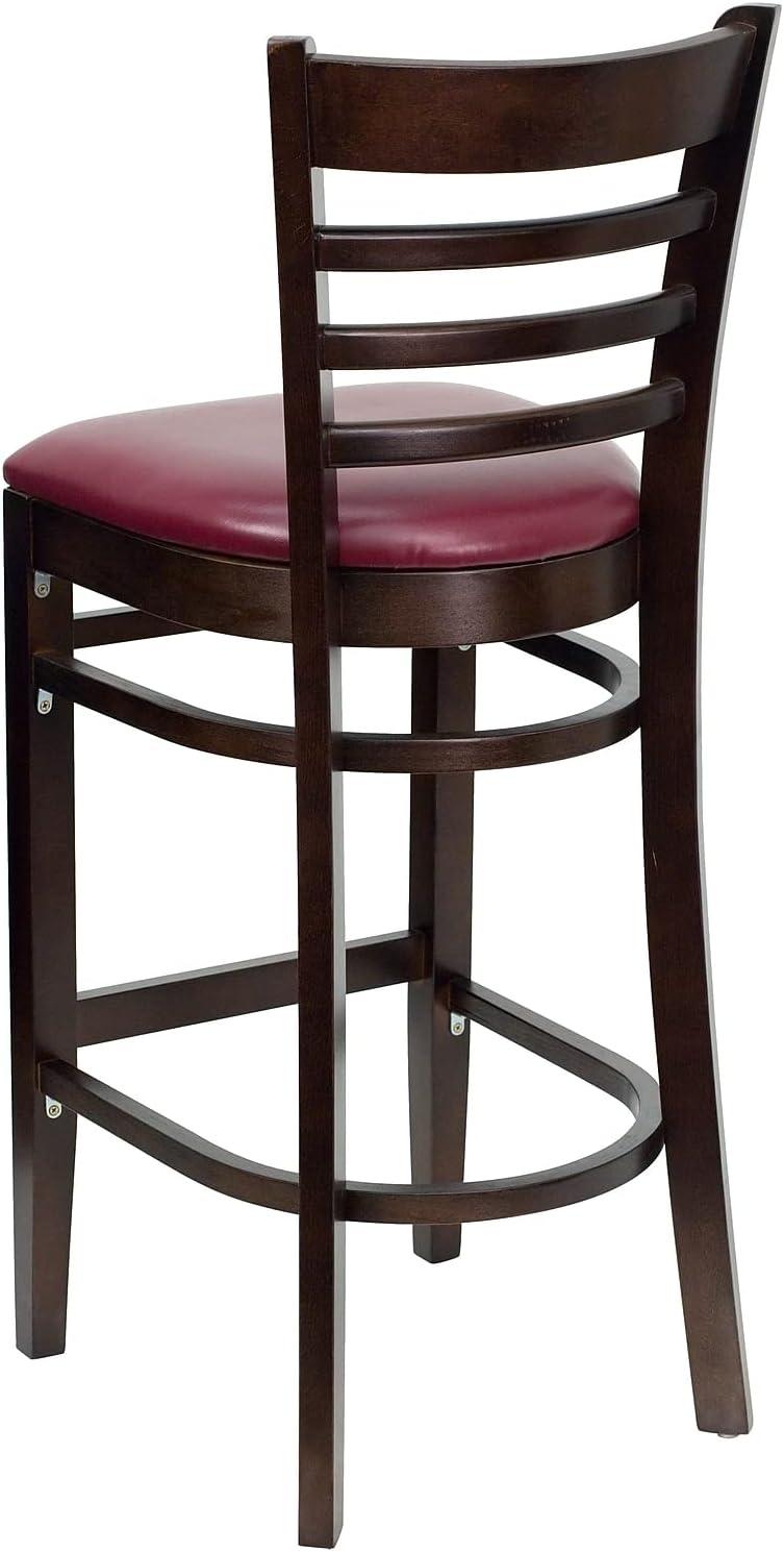 image:imageFlash Furniture HERCULES Series Ladder Back Walnut Wood Restaurant Barstool Black Vinyl SeatBurgundy Vinyl SeatWalnut Wood Frame