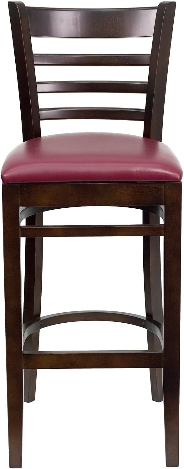 image:imageFlash Furniture HERCULES Series Ladder Back Walnut Wood Restaurant Barstool Black Vinyl SeatBurgundy Vinyl SeatWalnut Wood Frame