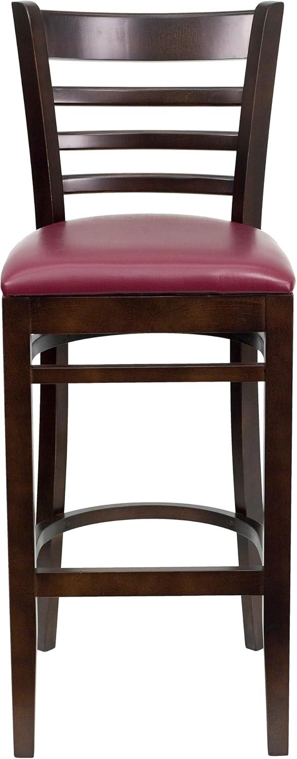 image:imageFlash Furniture HERCULES Series Ladder Back Walnut Wood Restaurant Barstool Black Vinyl SeatBurgundy Vinyl SeatWalnut Wood Frame