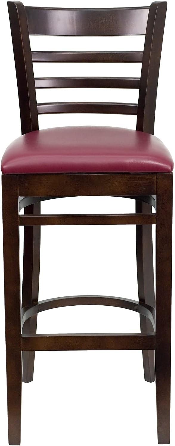 image:imageFlash Furniture HERCULES Series Ladder Back Walnut Wood Restaurant Barstool Black Vinyl SeatBurgundy Vinyl SeatWalnut Wood Frame