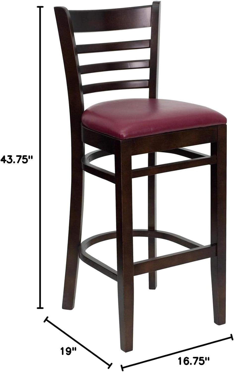 image:imageFlash Furniture HERCULES Series Ladder Back Walnut Wood Restaurant Barstool Black Vinyl SeatBurgundy Vinyl SeatWalnut Wood Frame