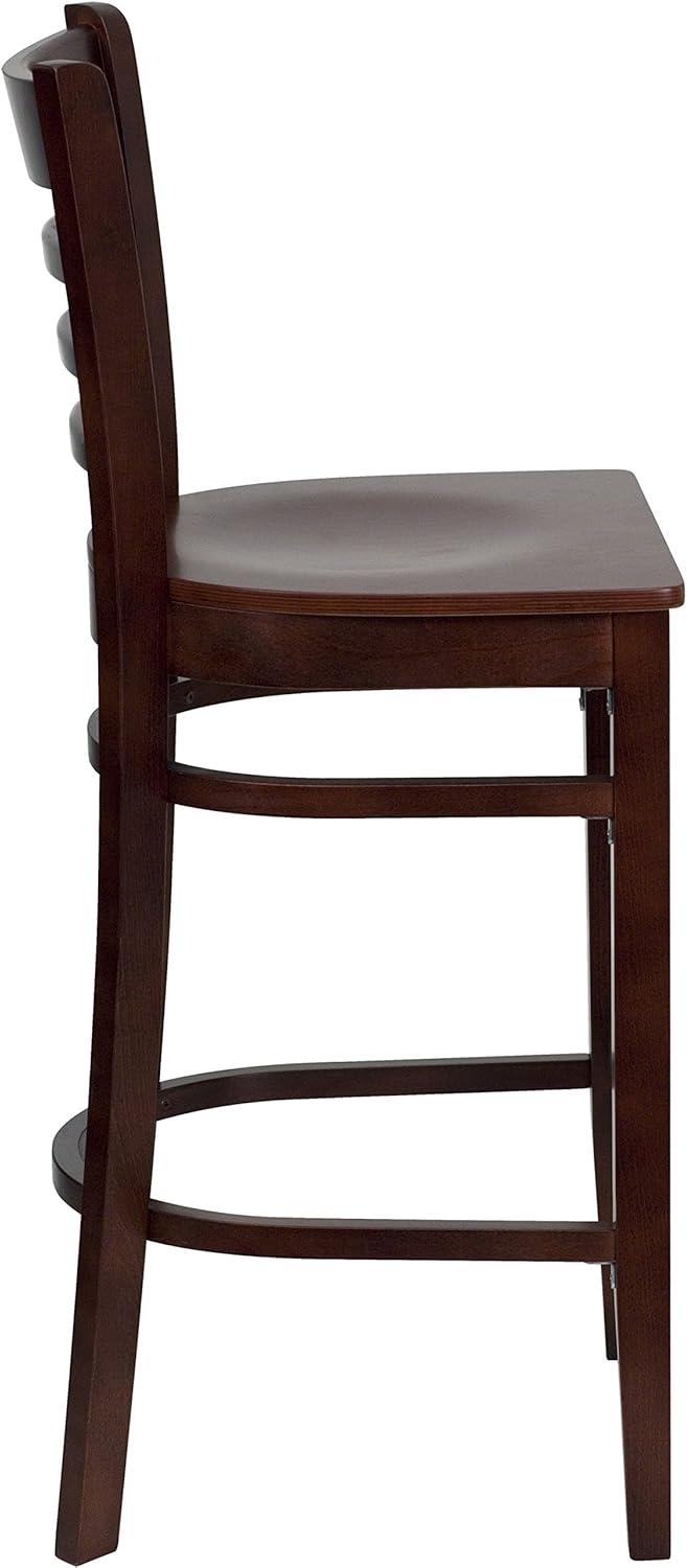 image:imageFlash Furniture HERCULES Series Ladder Back Walnut Wood Restaurant Barstool Black Vinyl SeatMahogany Wood SeatMahogany Wood Frame