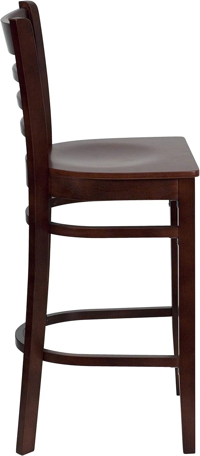 image:imageFlash Furniture HERCULES Series Ladder Back Walnut Wood Restaurant Barstool Black Vinyl SeatMahogany Wood SeatMahogany Wood Frame