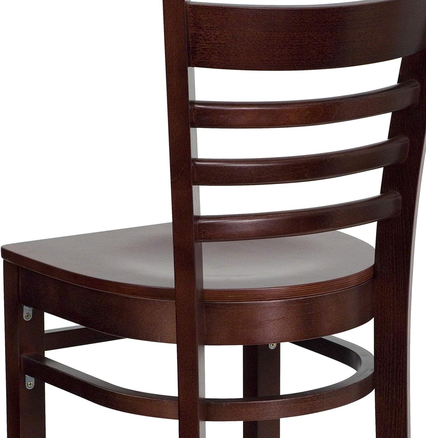 image:imageFlash Furniture HERCULES Series Ladder Back Walnut Wood Restaurant Barstool Black Vinyl SeatMahogany Wood SeatMahogany Wood Frame