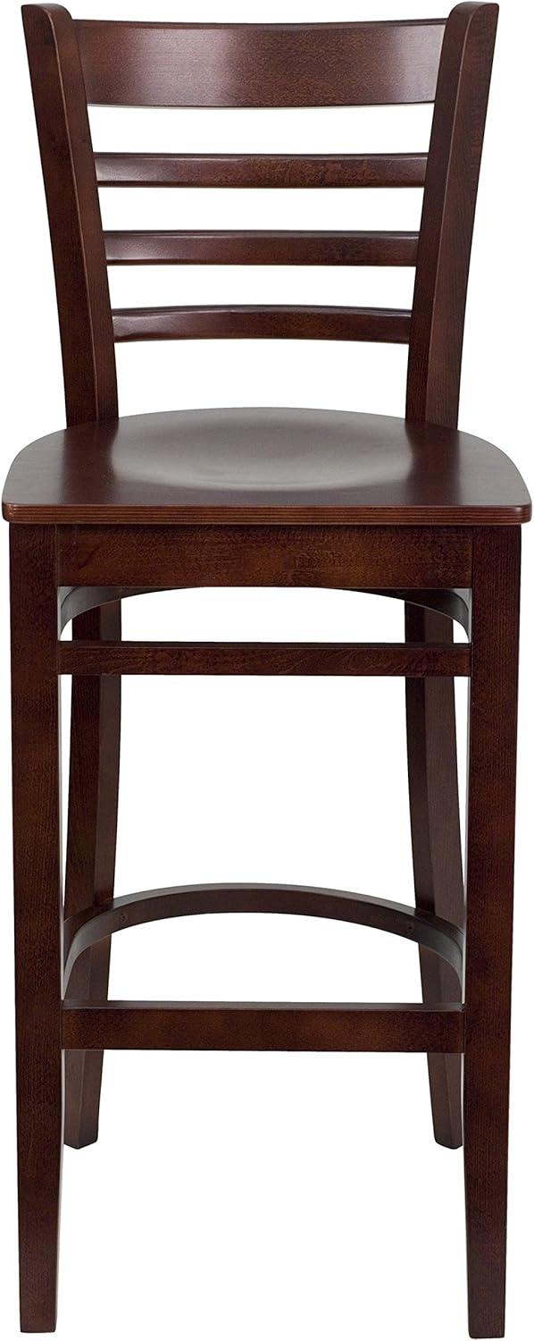 image:imageFlash Furniture HERCULES Series Ladder Back Walnut Wood Restaurant Barstool Black Vinyl SeatMahogany Wood SeatMahogany Wood Frame