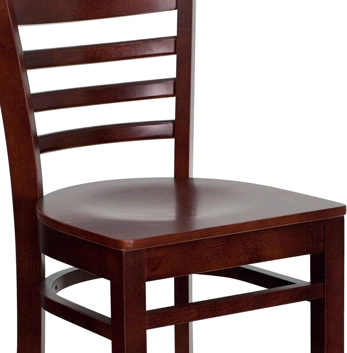 image:imageFlash Furniture HERCULES Series Ladder Back Walnut Wood Restaurant Barstool Black Vinyl SeatMahogany Wood SeatMahogany Wood Frame
