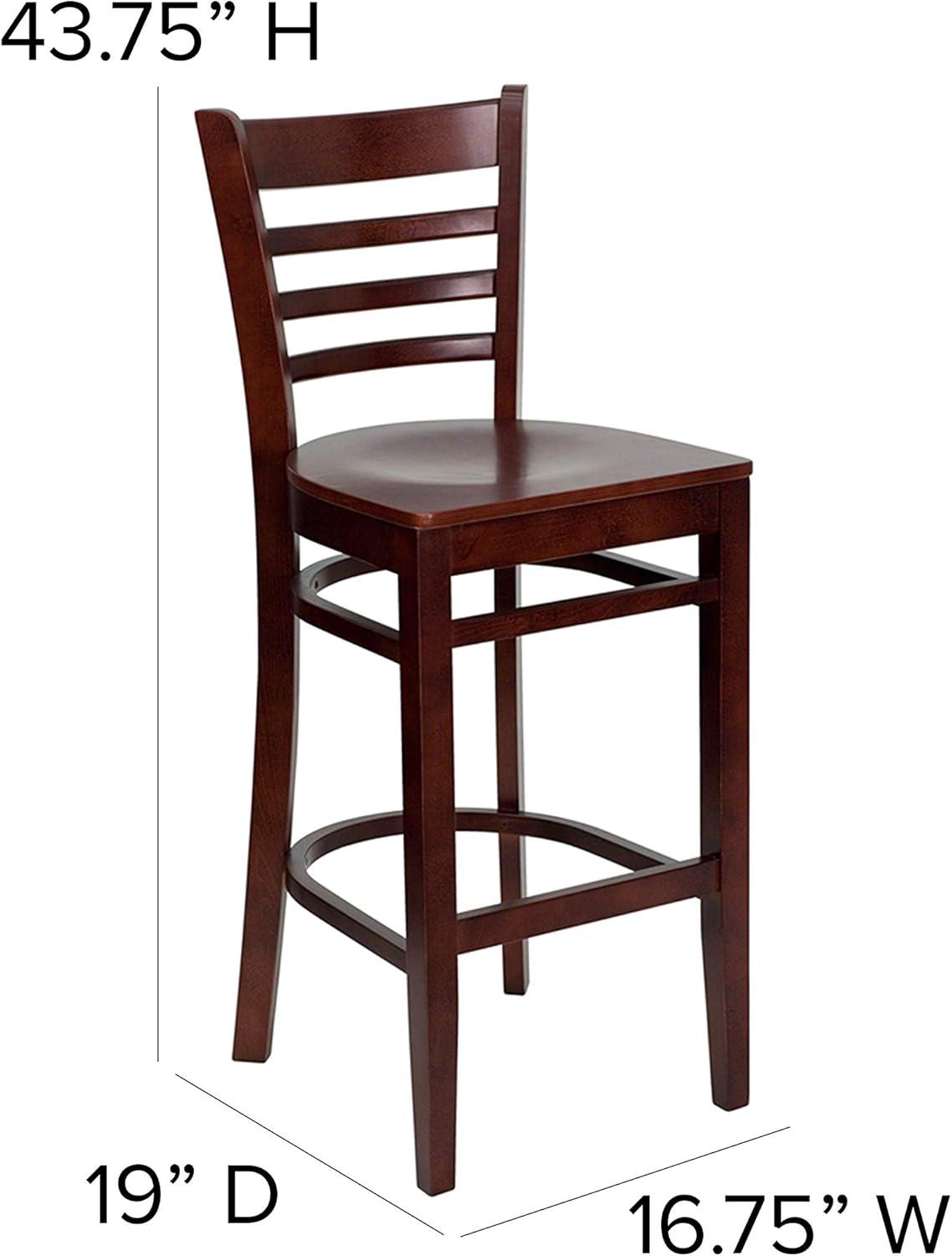 image:imageFlash Furniture HERCULES Series Ladder Back Walnut Wood Restaurant Barstool Black Vinyl SeatMahogany Wood SeatMahogany Wood Frame