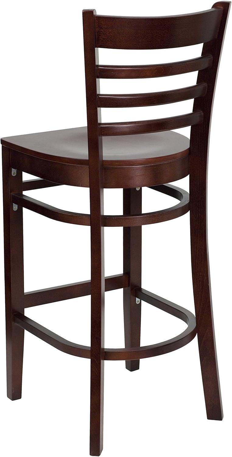 image:imageFlash Furniture HERCULES Series Ladder Back Walnut Wood Restaurant Barstool Black Vinyl SeatMahogany Wood SeatMahogany Wood Frame