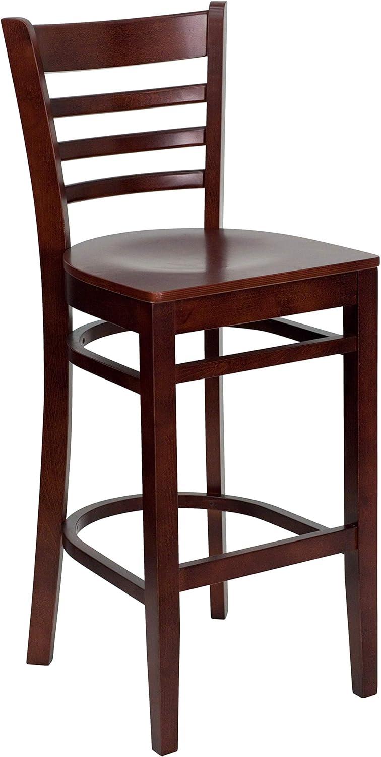 image:imageFlash Furniture HERCULES Series Ladder Back Walnut Wood Restaurant Barstool Black Vinyl SeatMahogany Wood SeatMahogany Wood Frame